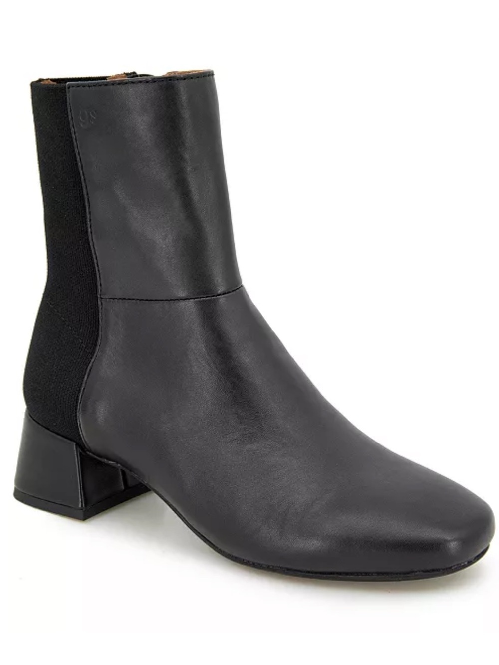 Gentle Souls By Kenneth Cole Eileen Black Leather Mid-Block Heel Ankle Boots